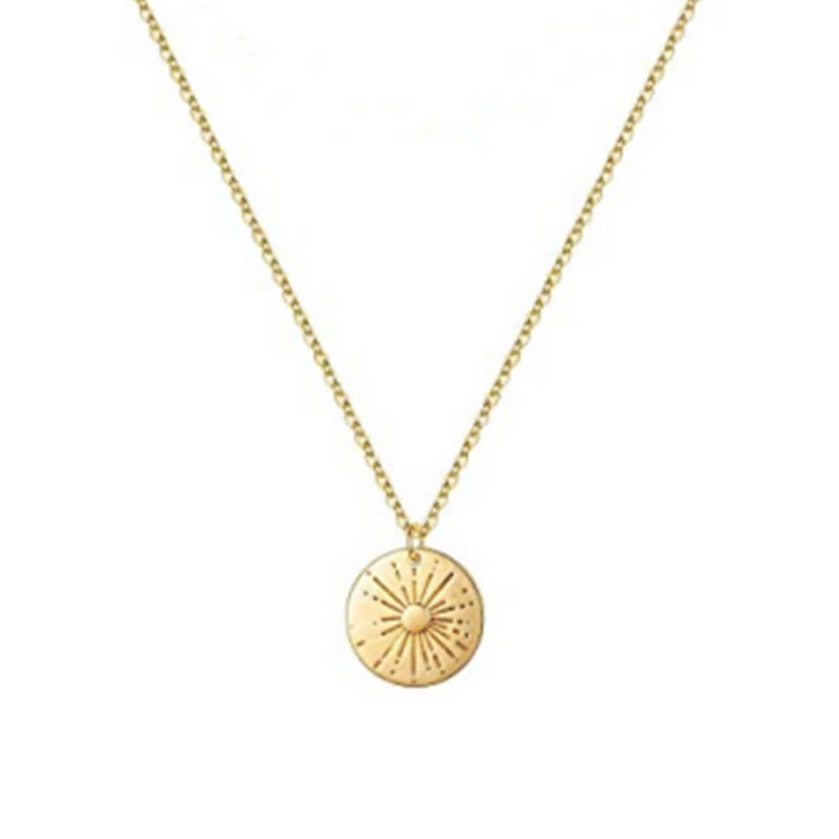Simple Big Sun Round Pendant Necklace