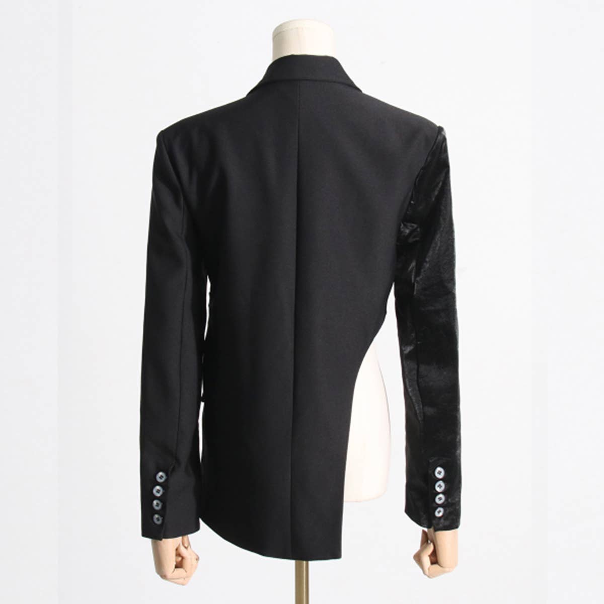 Asymmetrical Moto Blazer ??Slim Fit Street Style_CWOCO1238