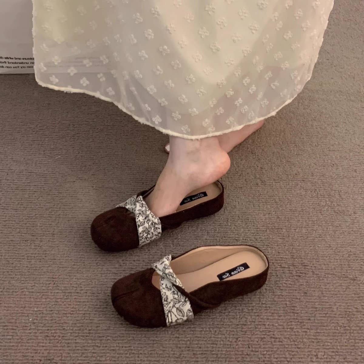 Women's Yellow Suede Closed Toe Slip-On Mules