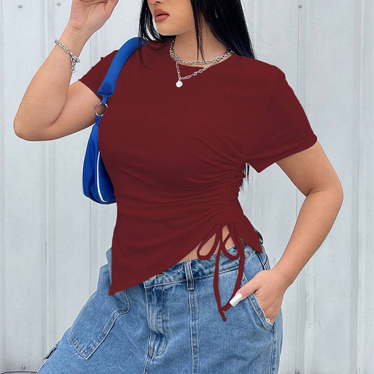 Chic Basic Crew Neck Fitted Top for Women_CWTHT0265