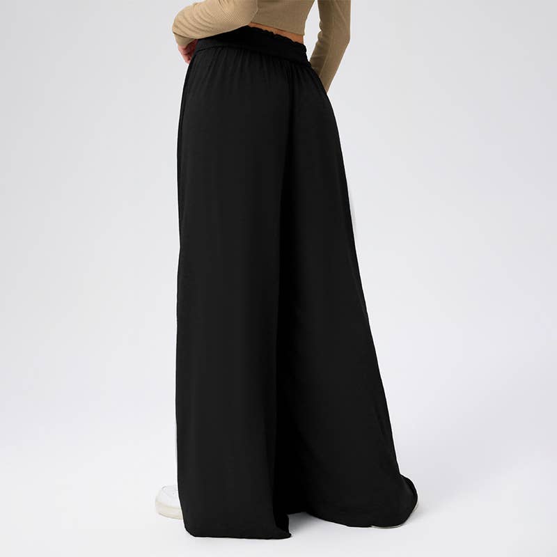 Loose solid color nine-minute wide leg pants