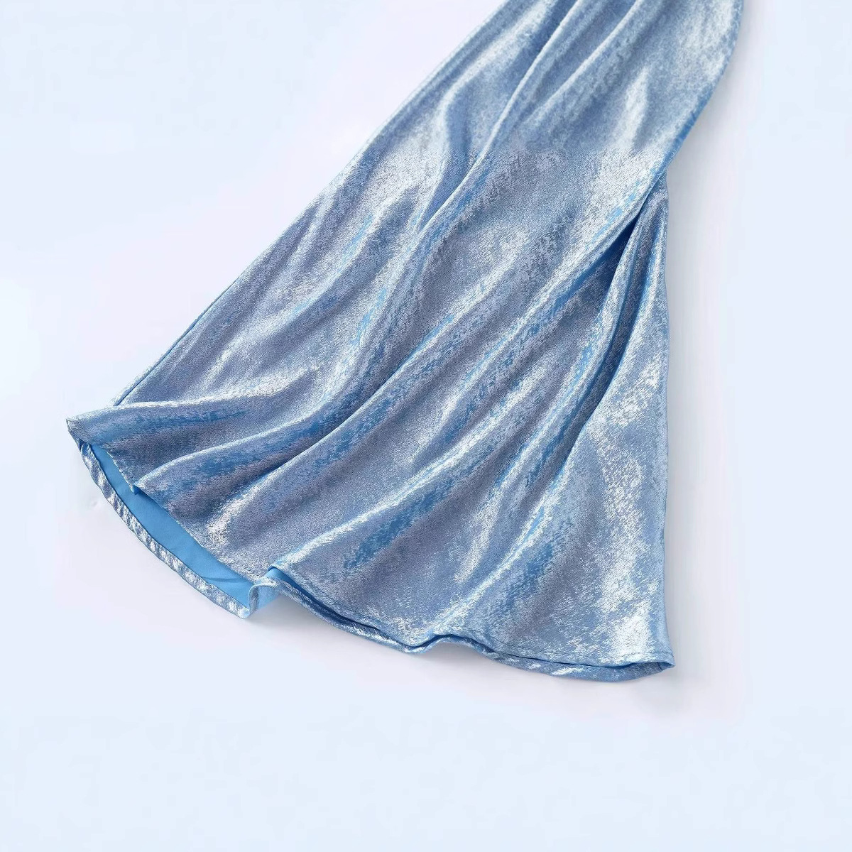 Fashion Metallic Foil Draped Collar Mini Dress_CWDMD5813