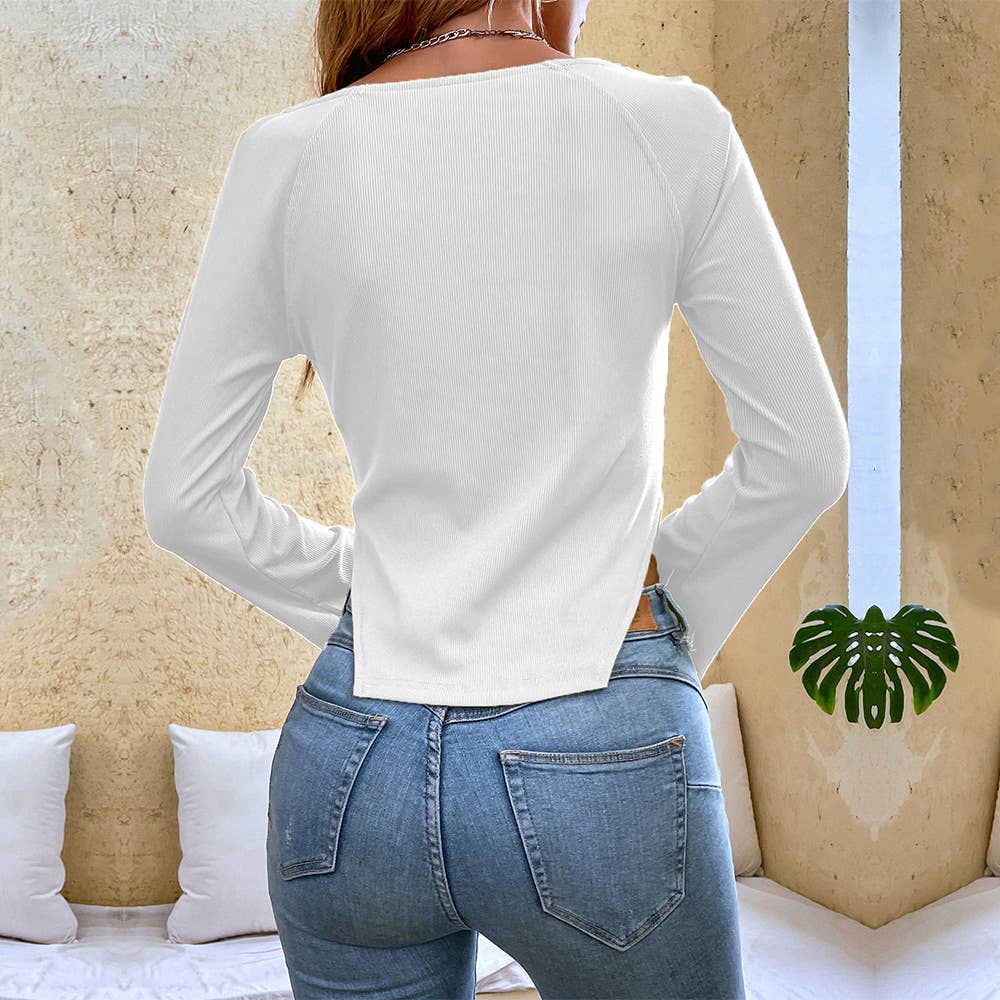 TEMPERAMENT IRREGULAR HORN SLEEVE SHORT T-SHIRT