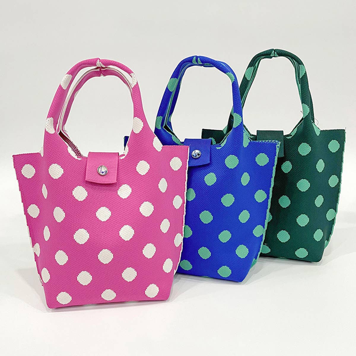 LARGE CAPACITY POLKA DOT KNITTED TOTE BAG_CWAB1541