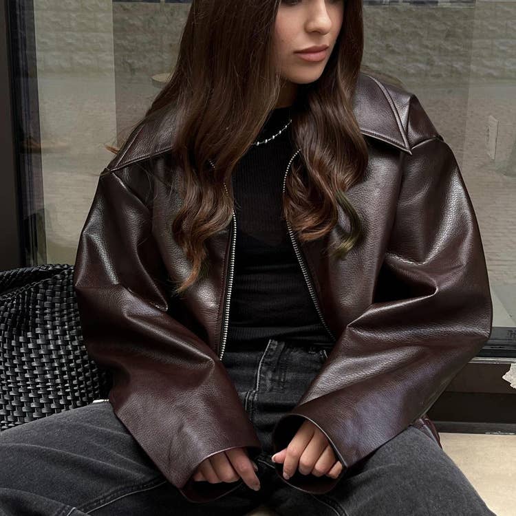 Fashionable zipper motorcycle leather jacket