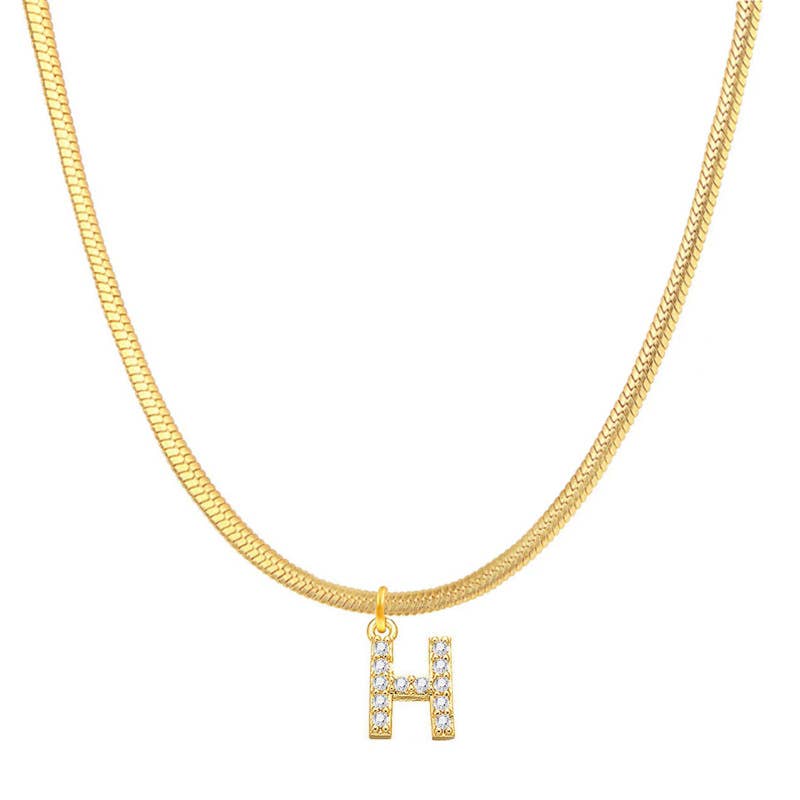 Titanium steel snake bone lock zircon pendant