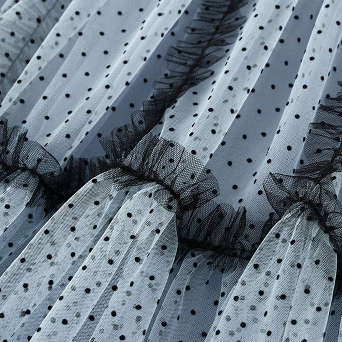 HEAVY MESH SKIRT POLKA DOT A LINE CAKE LONG SKIRT_CWBMS0291