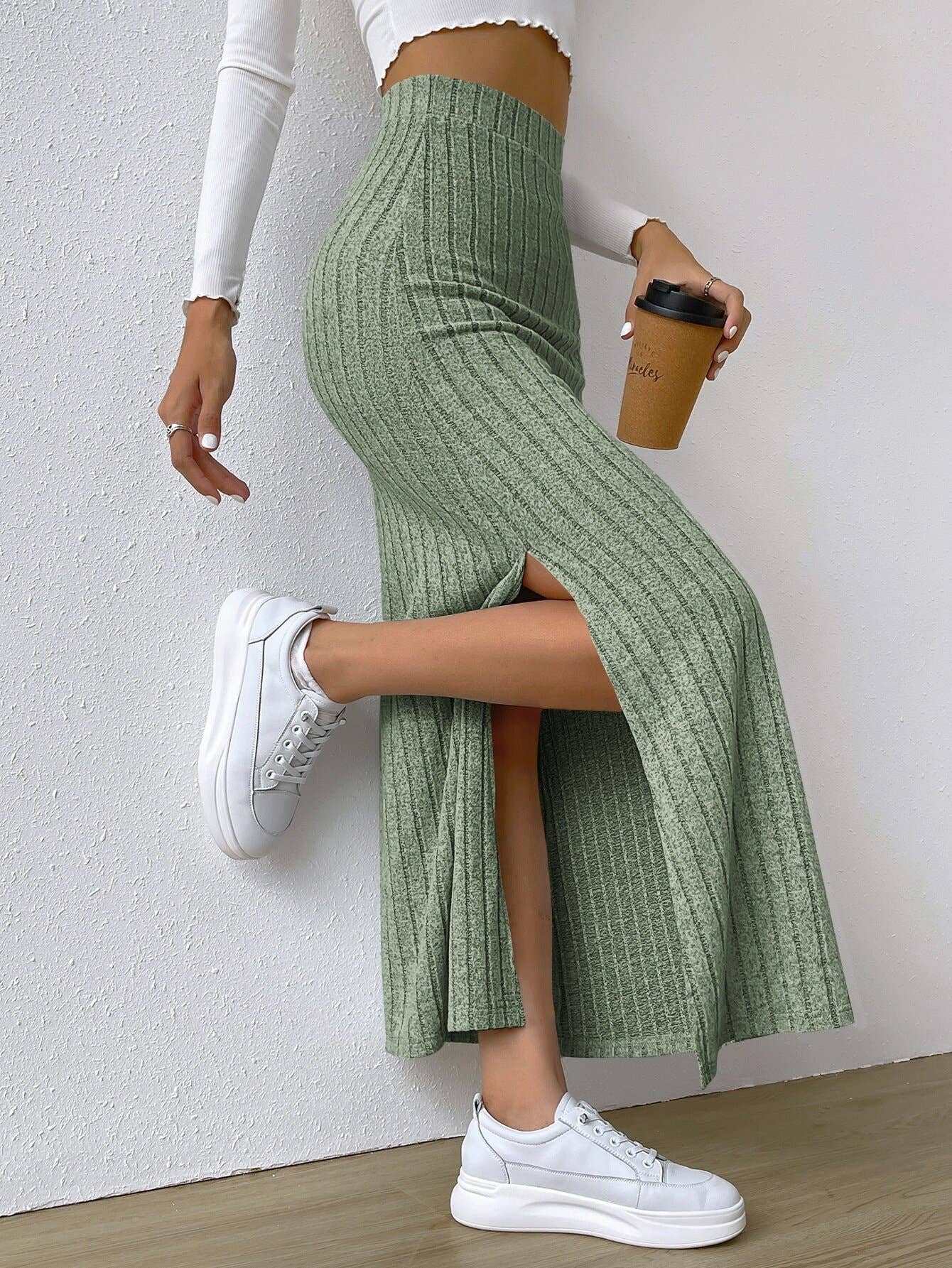 ELEGANT SKIRT HIGH WAIST SIDE SLIT SLIM SKIRT