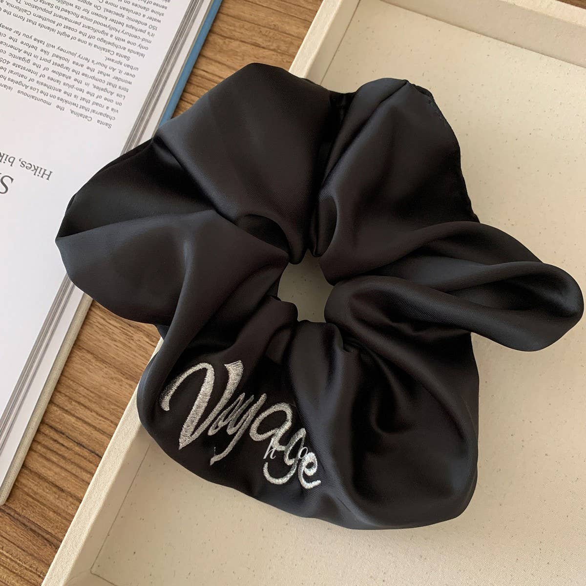 SATIN EMBROIDERED LETTER HEADBAND HAIR ACCESSORIES