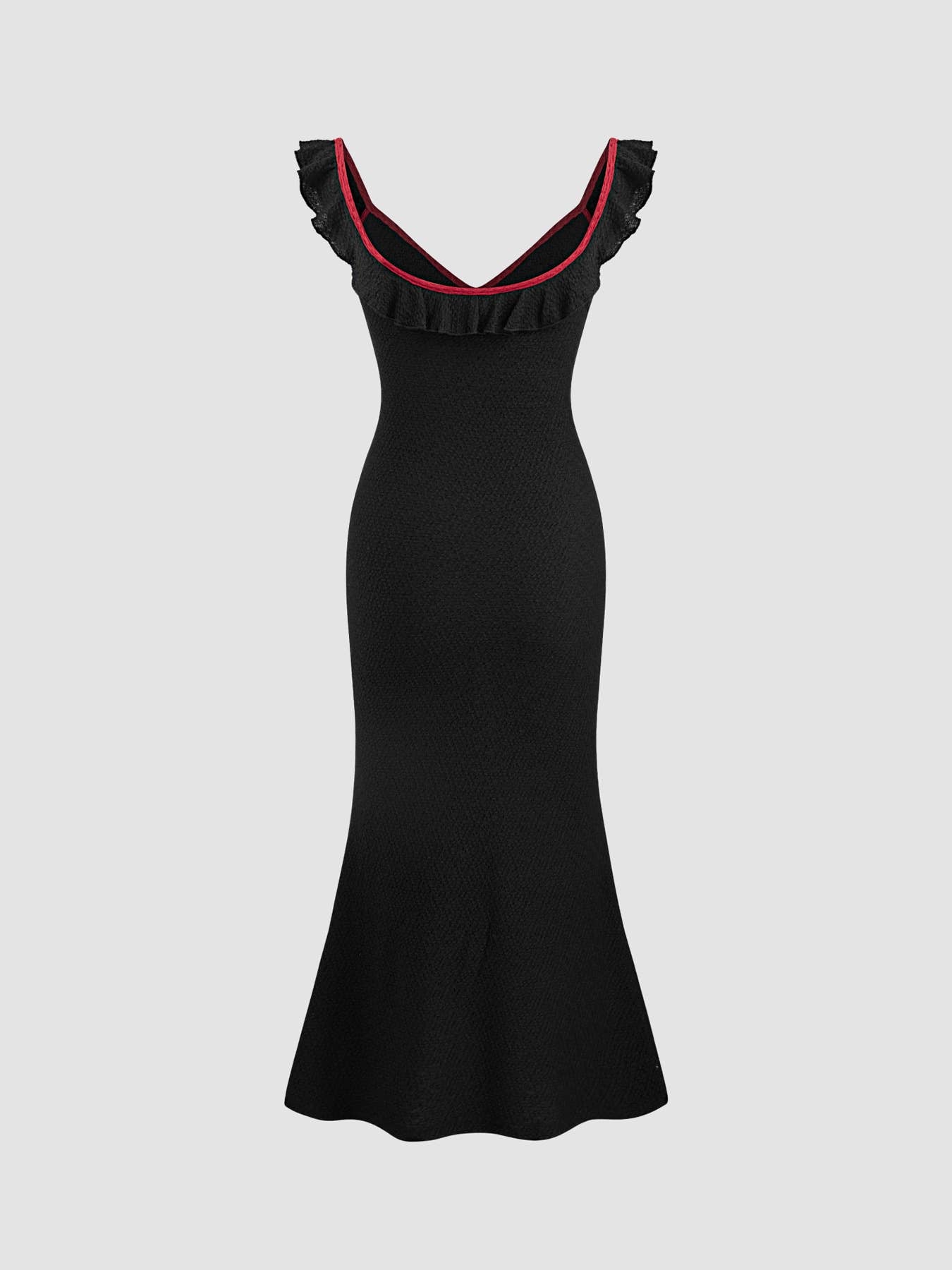 SOLID COLOR FISHTAIL SKIRT WITH RUFFLED LACE