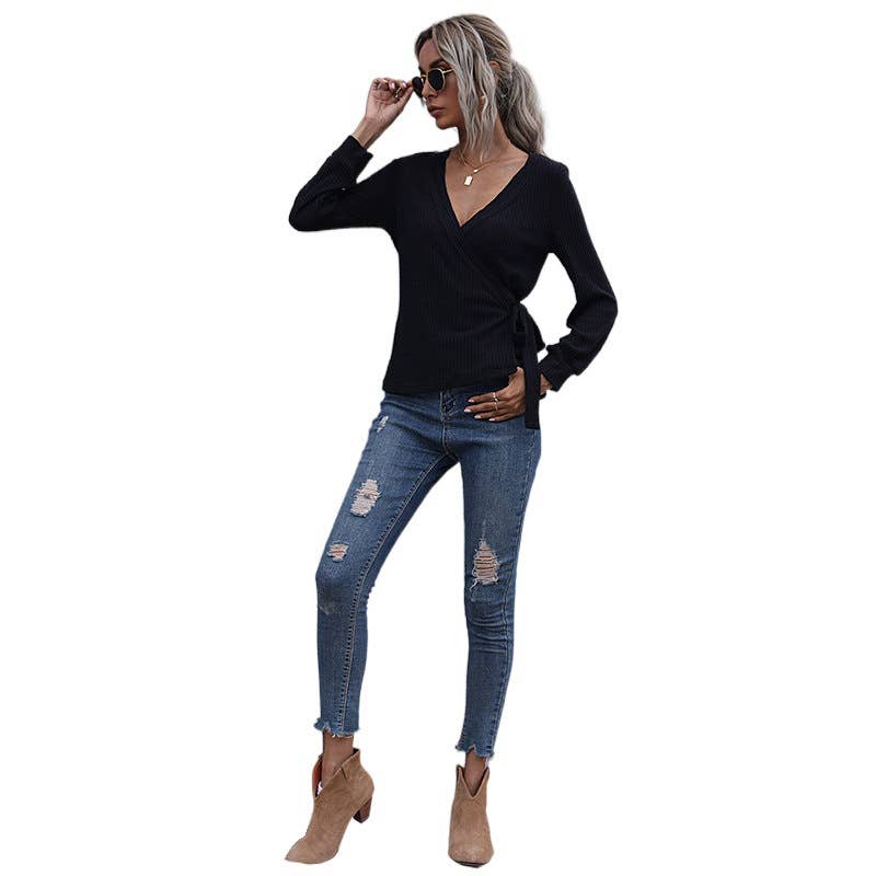 SOLID COLOR PULLOVER SLIM-FIT BASIC KNITWEAR