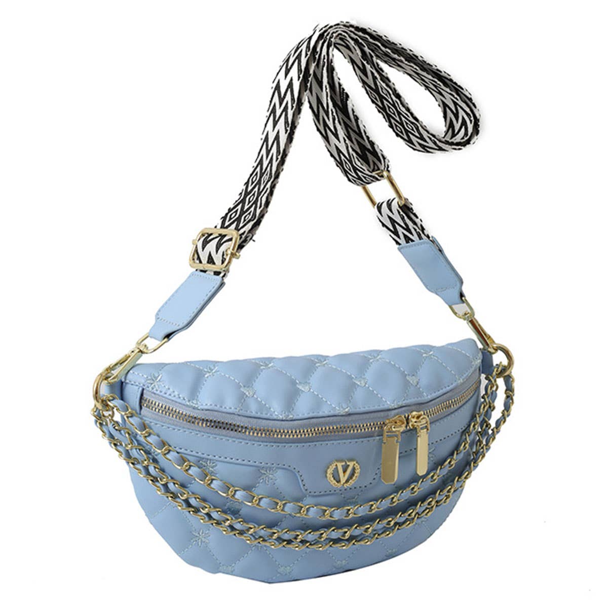 PU TRIPLE CHAIN STRAP BELT BAG,CROSSBODY BAG_CWAB0944