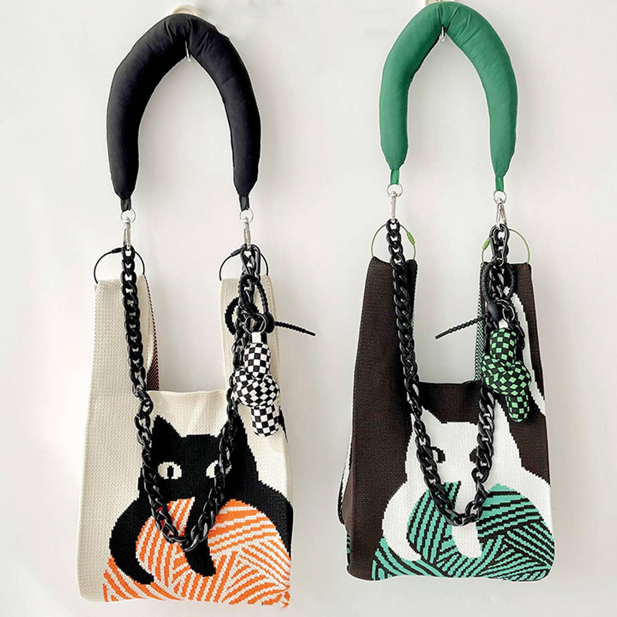 CUTE CAT KNITTED SHOULDER BAG HANDBAG_CWAB1494
