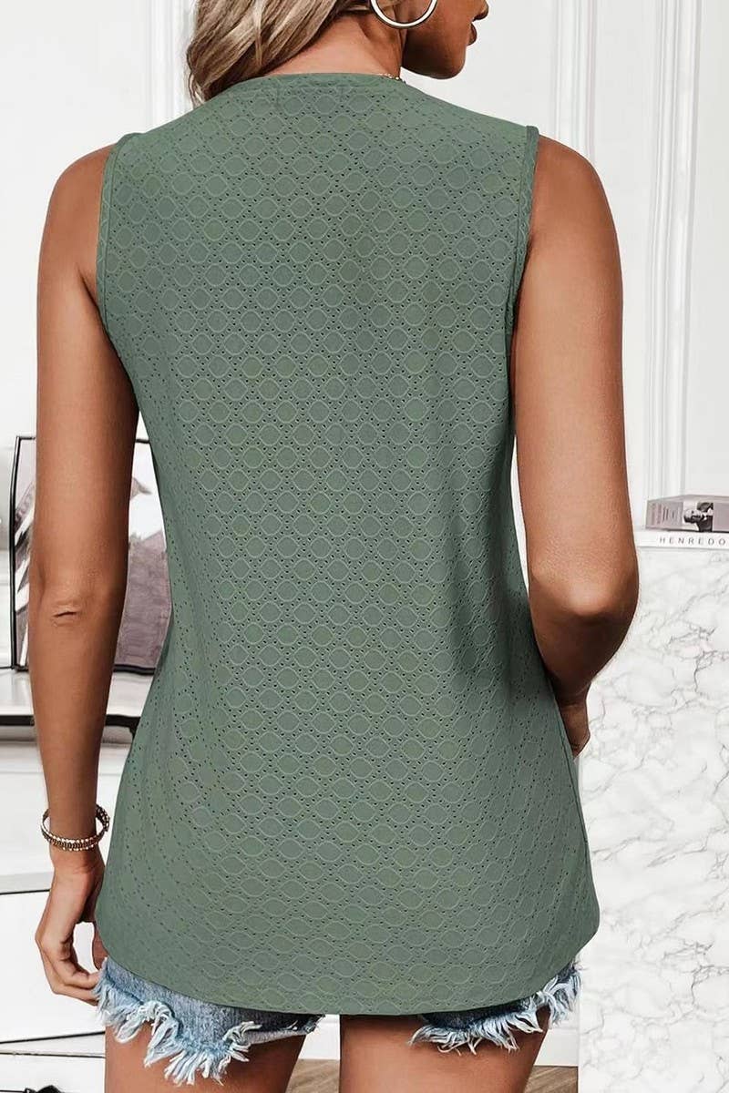 Cwttsl0232_Round Neck Sleeveless Knit Top