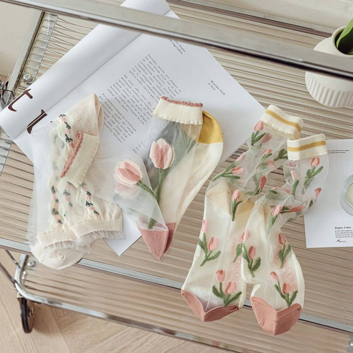 WOMEN TRANSPARENT CRYSTAL GLASS STOCKINGS