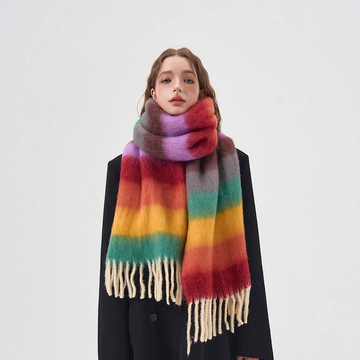 Color Stripe Scarf ? Soft Winter Wrap for Couples