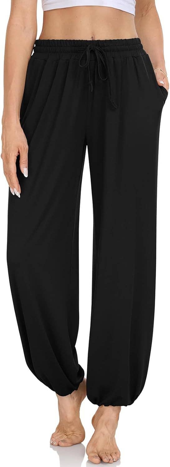 Solid-colored drawstring and loose trousers