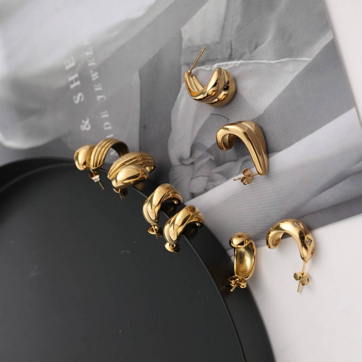 Stainless Steel Mirror Geometric Earrings_CWAJE5114