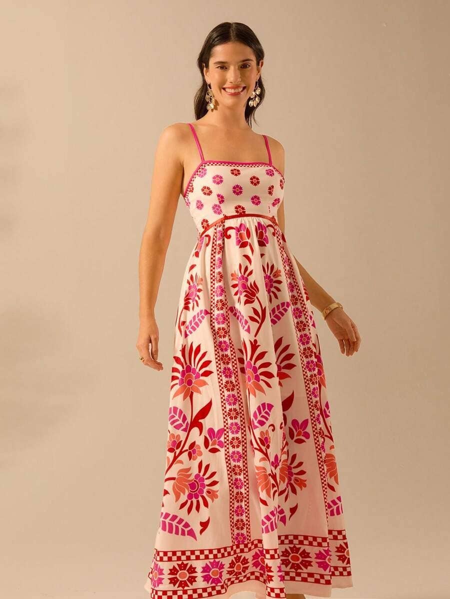 Sunlit floral prints and ruffles casual dress