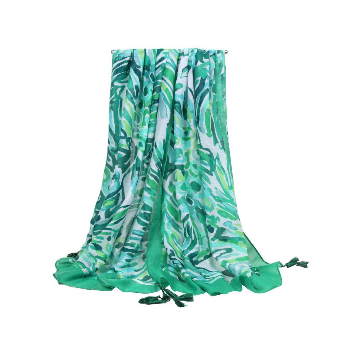 Banana Leaf Print Scarf - Green Summer Beach Wrap_CWASC0676