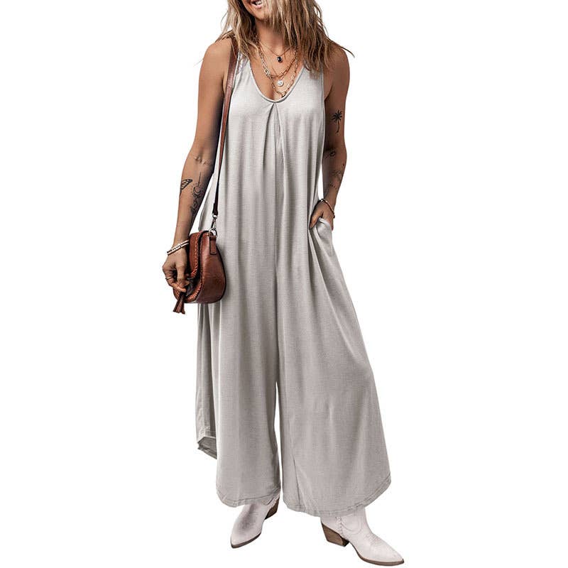 Simple wind multi-pocket straight strap pants