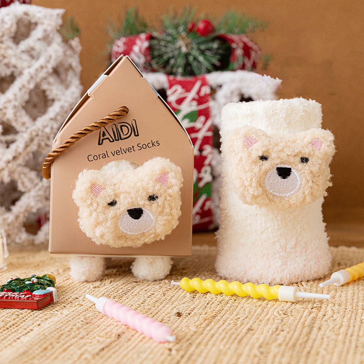 PLUSH MIDDLE TUBE CHRISTMAS SOCKS GIFT BOX_CWMS0768