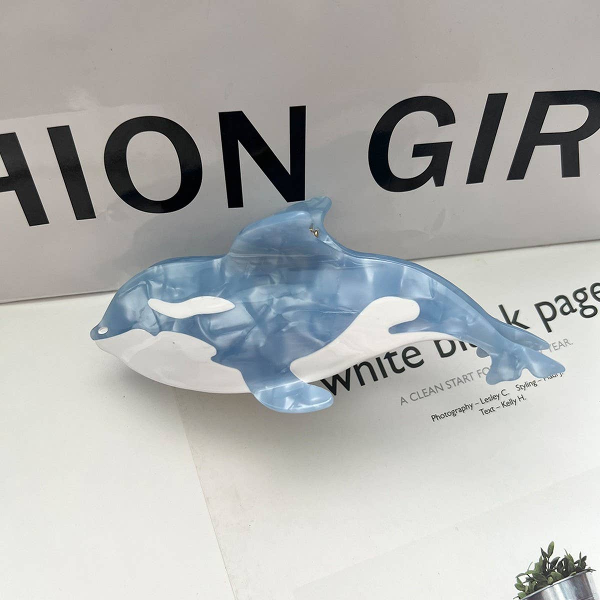 Tricolor Orca Acetate Claw Clip ? Ocean Chic Style