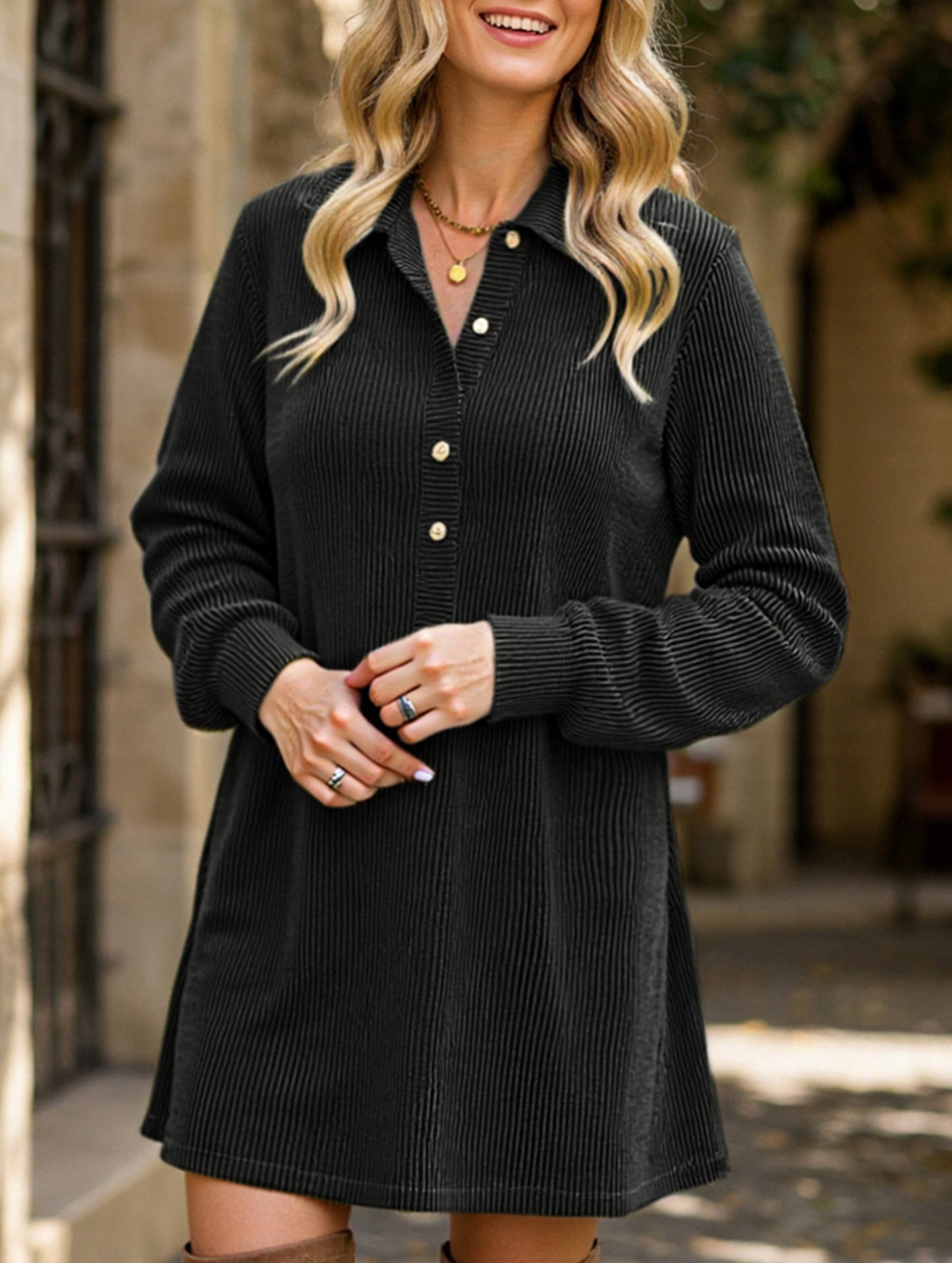 Solid color knitted off-shoulder dress