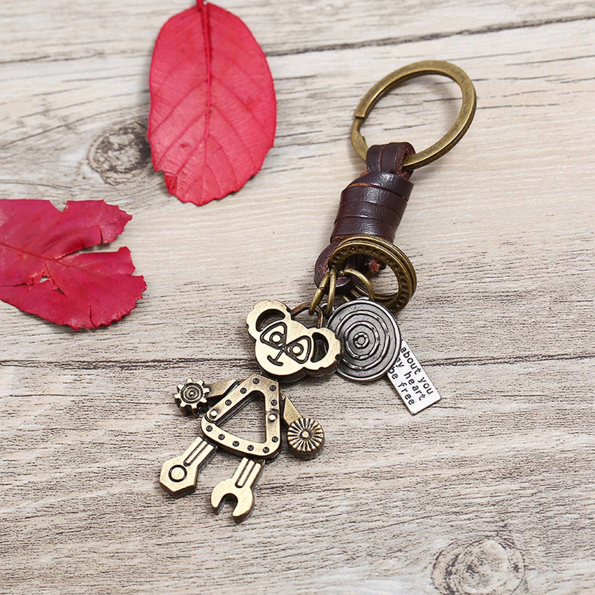 PUNK HAND-WOVEN RETRO ALLOY COWHIDE KEYCHAIN_CWMM4784