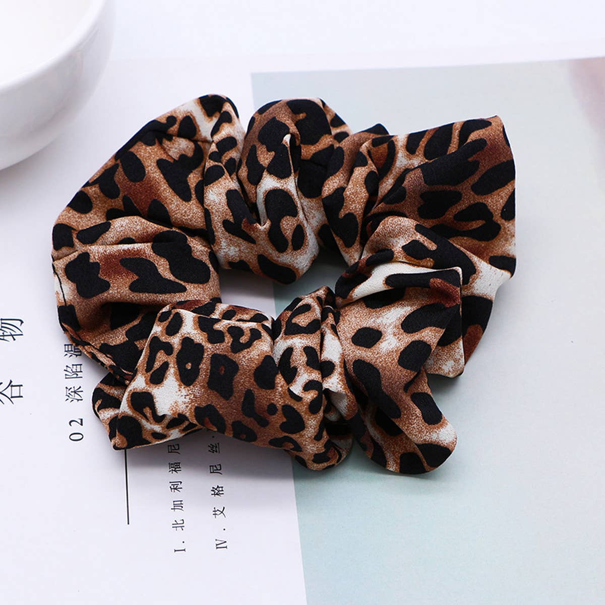 NEW LEOPARD PRINT LARGE INTESTINE HAIR TIE_CWAHA1071
