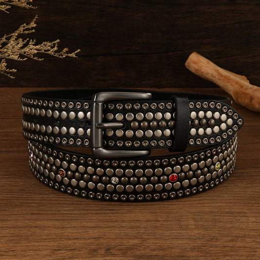 PUNK STYLE RIVET MUSHROOM STUD DIAMOND BELT_CWMM3949