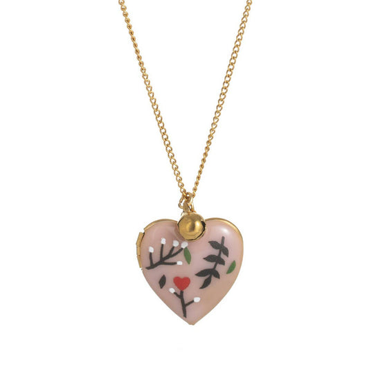 Heart Locket Oval Photo Necklace Gold Plated