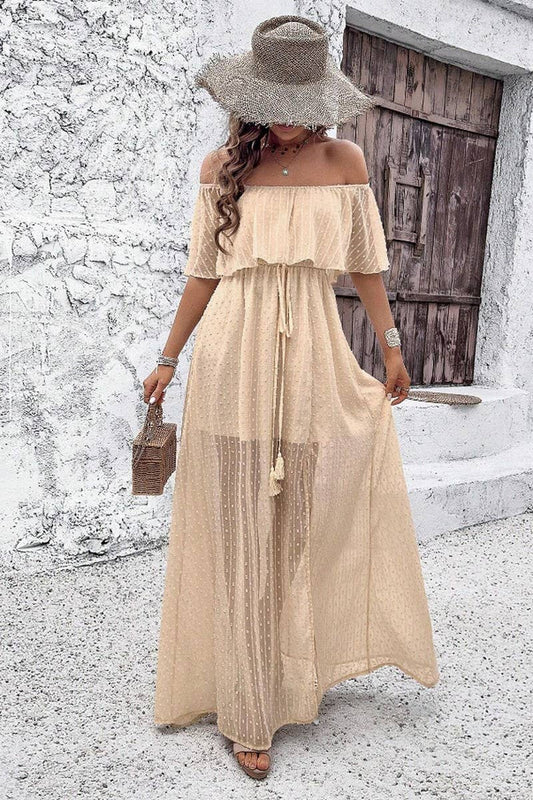 CWDMD5706_SEXY ONE-SHOULDER SOLID COLOR SHORT-SLEEVED DRESS