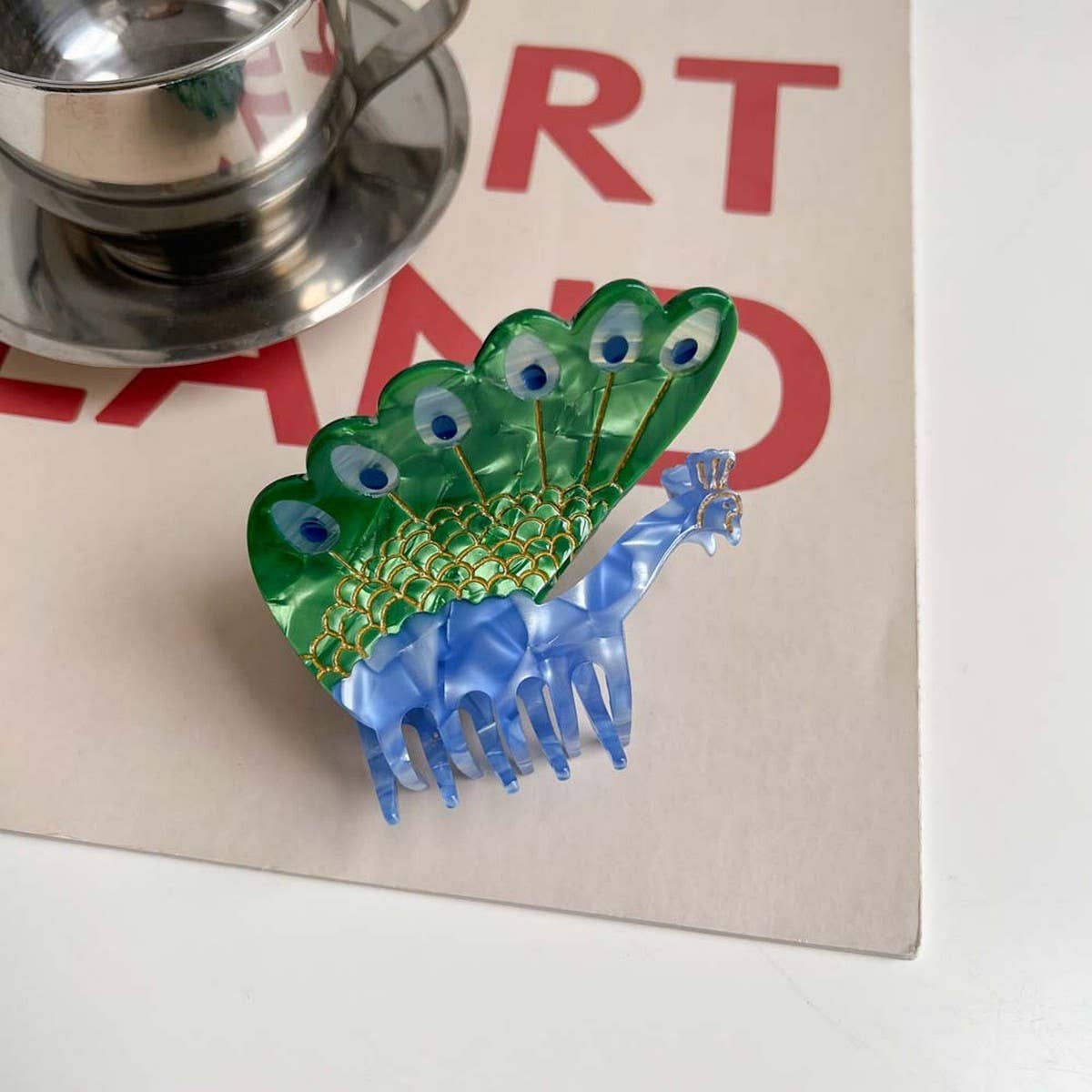 Bird Hair Claw??œAcetate Swan Peacock & Swallow Clip_CWAHA5763