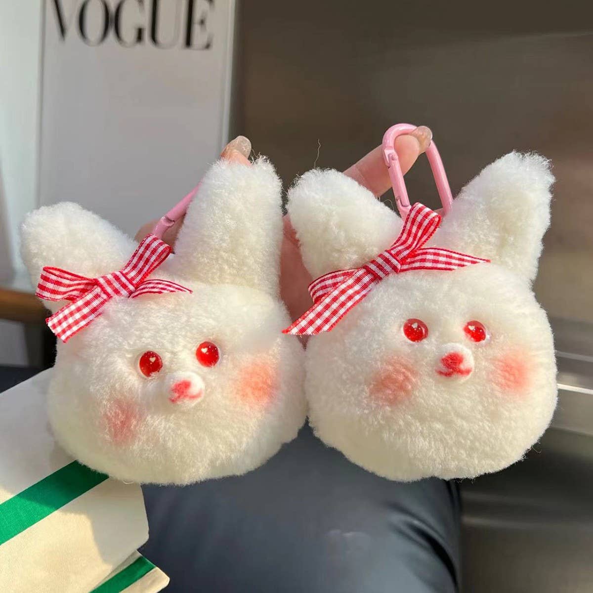 CUTE WOOL BUNNY CAR KEYCHAIN PENDANT ACCESSORIES