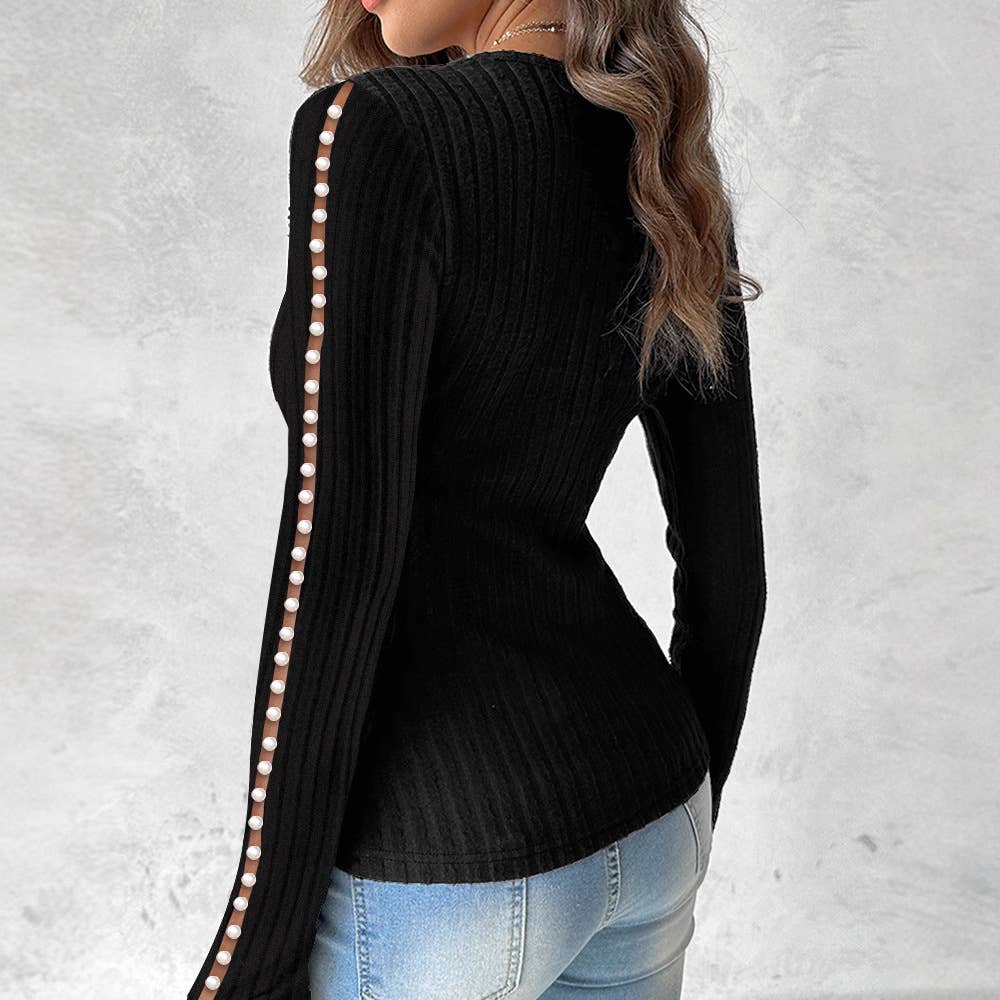 V-NECK WOOLEN SLIM-FIT PIT STRIP FASHION KNITWEAR