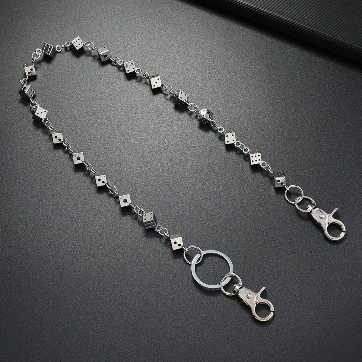 HIP-HOP PUNK STYLE METAL DICE PANTS CHAIN