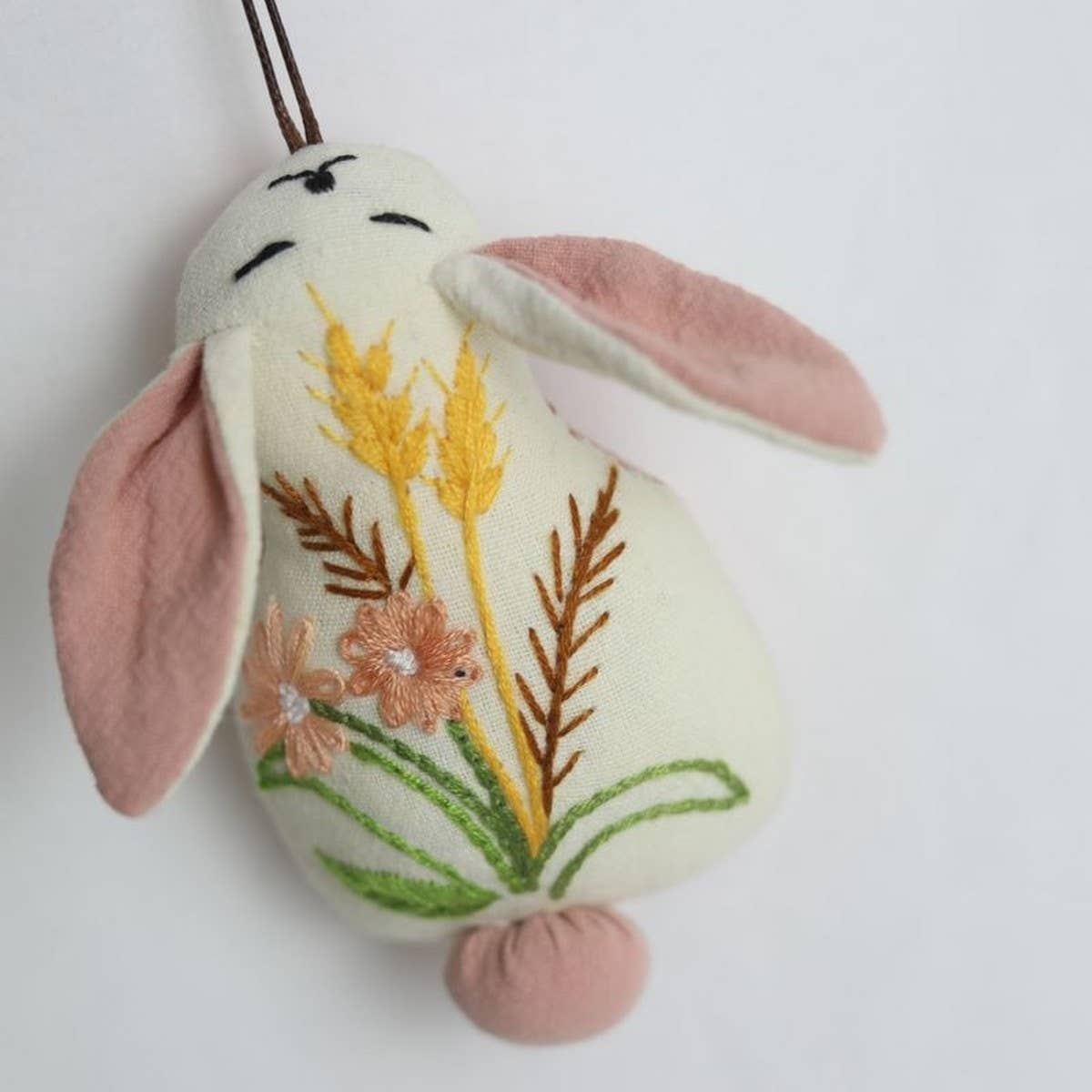 Handmade Wheat Blossom Bunny Plush Charm