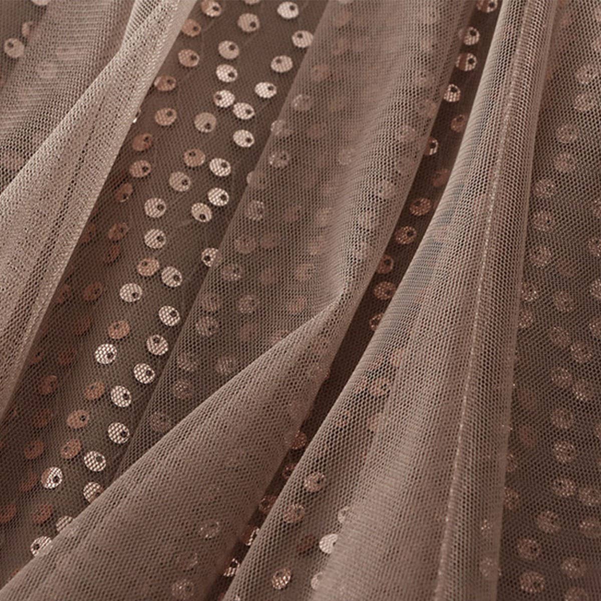 Sequin Tulle A-Line Maxi Skirt with Flowing Drape