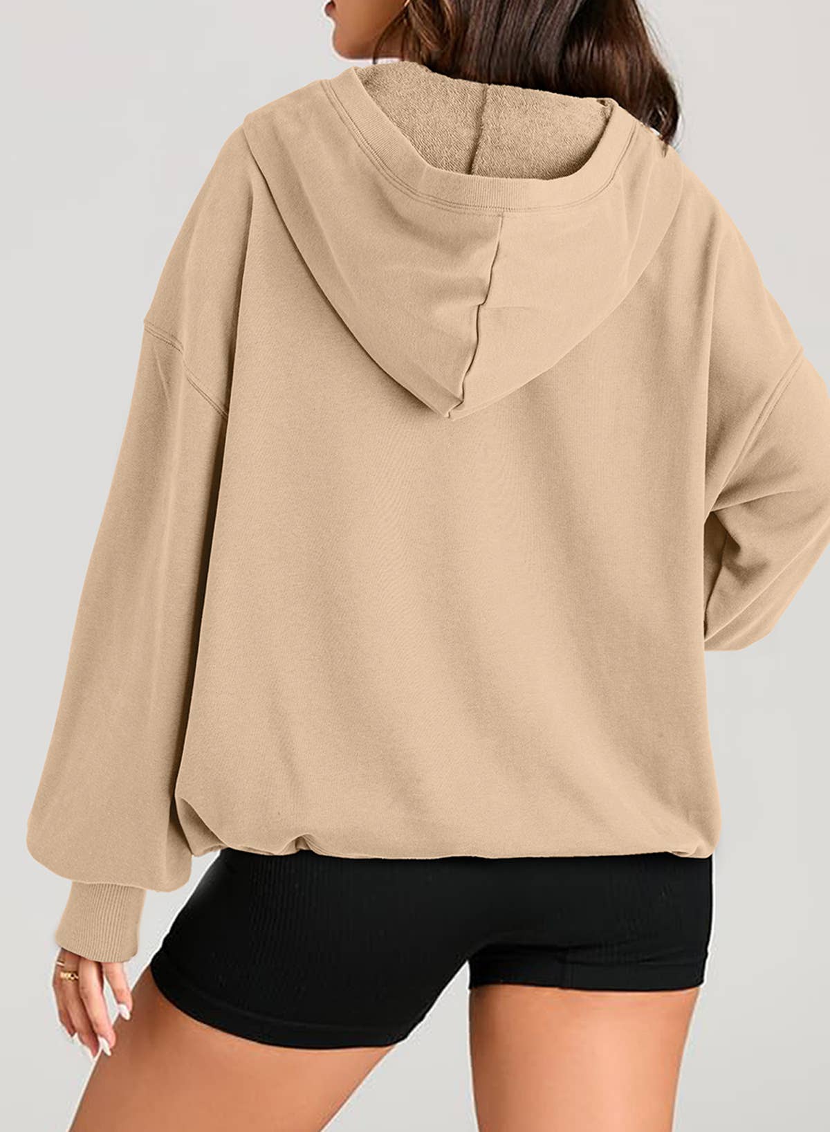 SOLID COLOR HOODED ZIPPER HOODIE