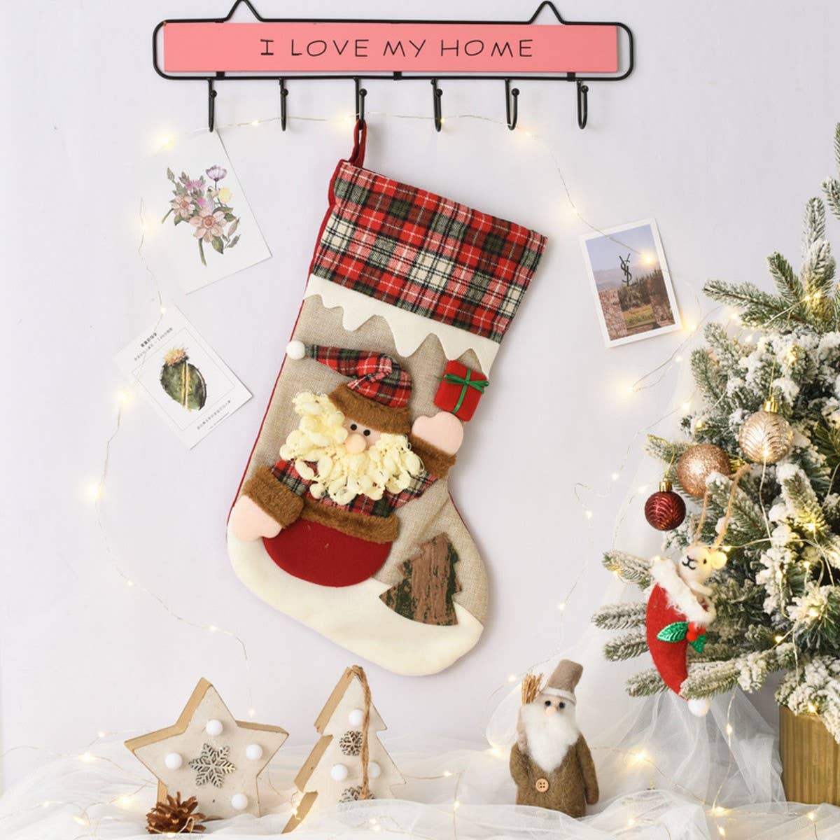 SEQUINED 3D SANTA CLAUS CHRISTMAS STOCKINGS