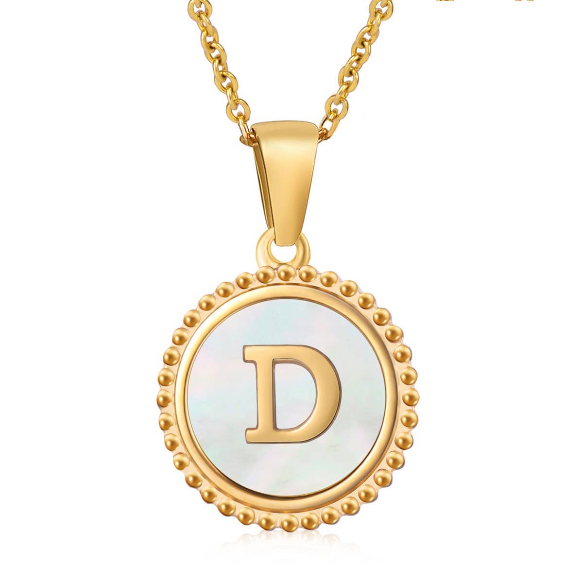 18K GOLD STAINLESS STEEL SHELL LETTER NECKLACE_CWAJE0686