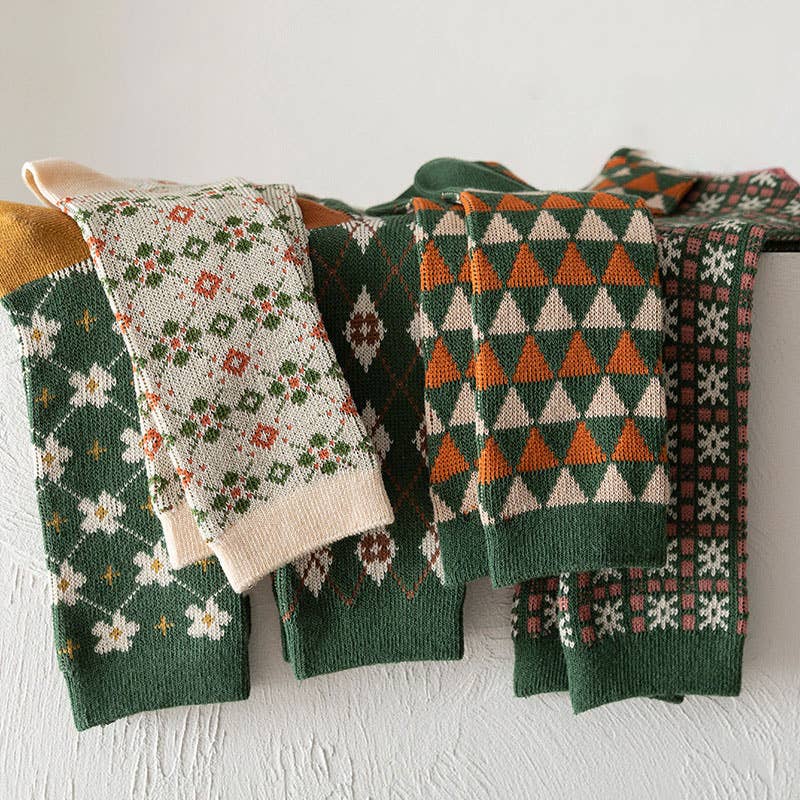 Geometric pattern fall/winter Christmas gift socks