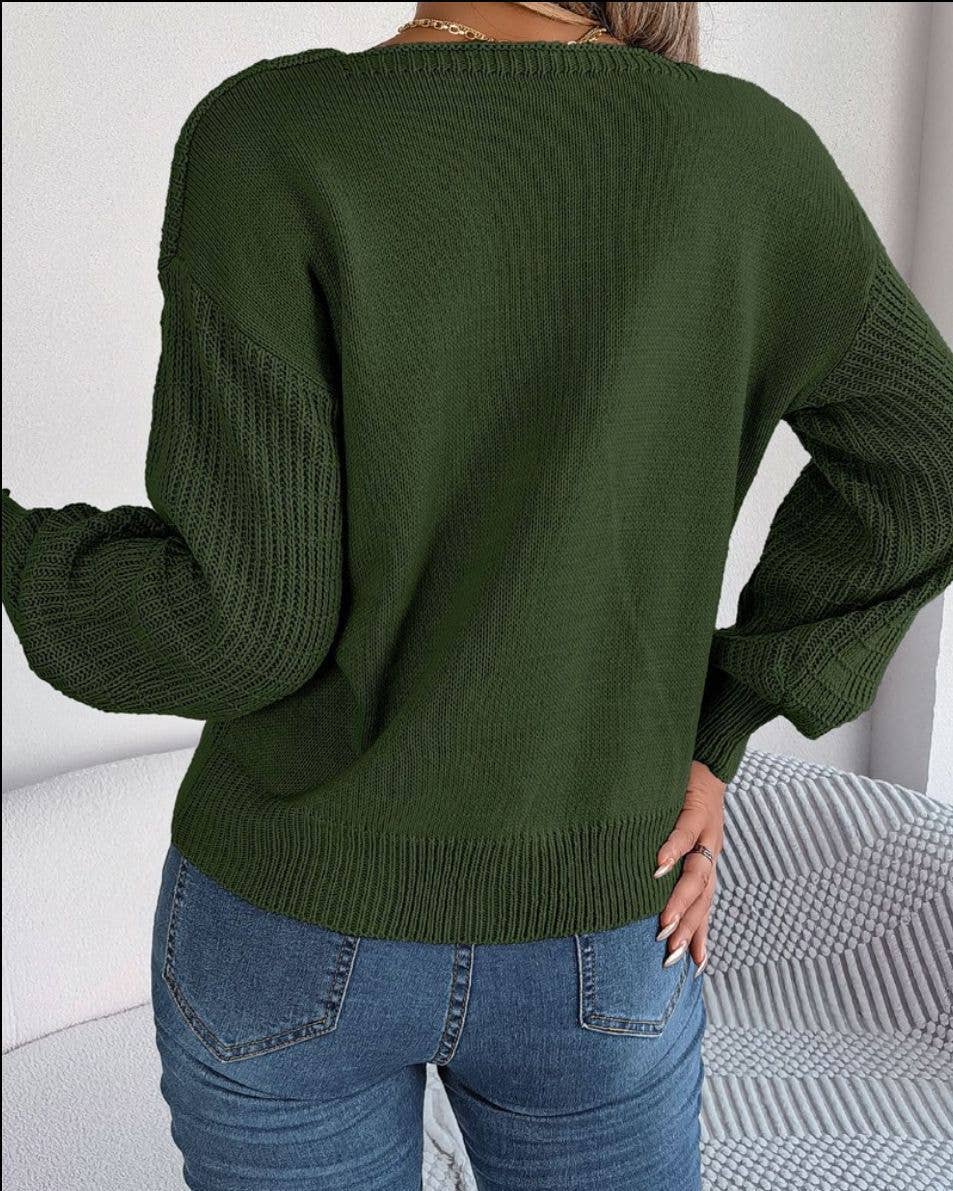 KNITWEAR PULLOVER SQUARE NECK TWIST SWEATER