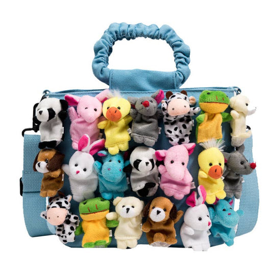 large-capacity pleated handbag featuring dolls