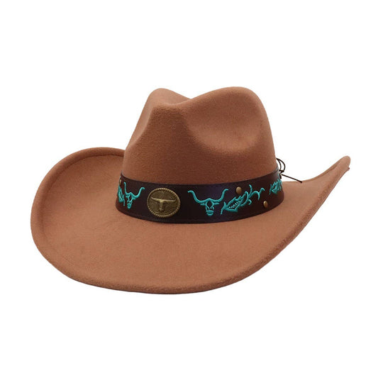 Western Ethnic  Felt Cowboy Fedora Hat_CWAH04449