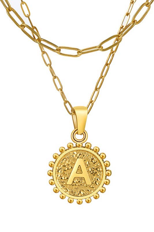 DOUBLE CHAIN INITIALS PENDANT NECKLACE