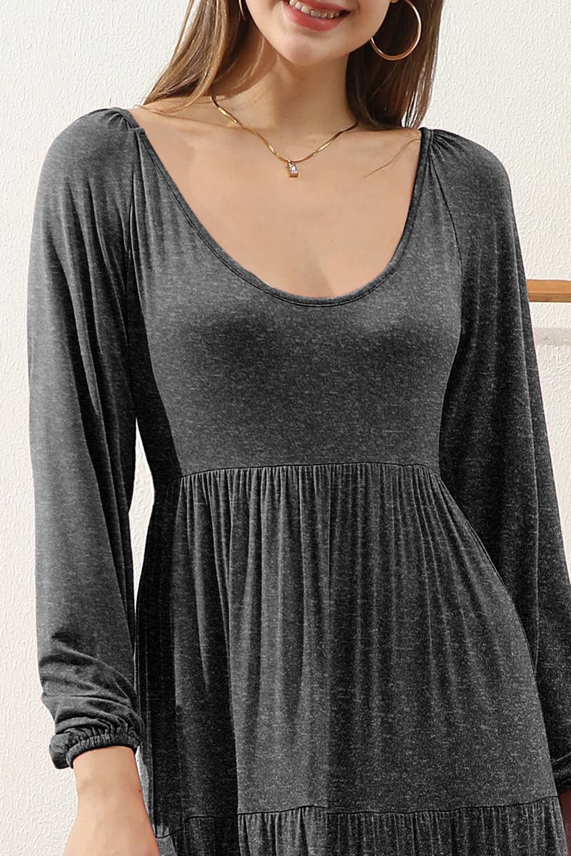 CWDMD801-P_PLUS SIZE ROUND NECK TIRED RUFFLE MAXI DRESS