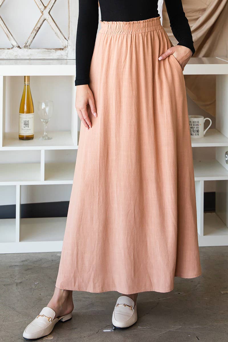CWBLS132-S_SIDE SLIT DETAILED MAXI LINEN SKIRT