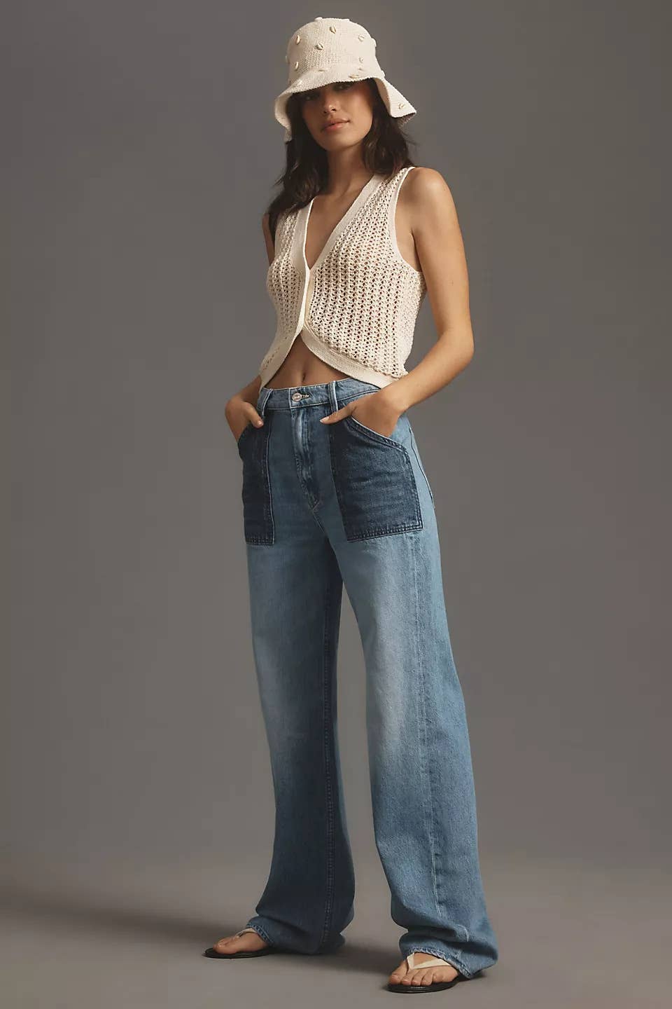 HOLLOW OUT SEXY CROP WOOL KNITTED VEST TOP